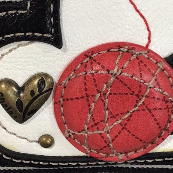 NWT CHALA Fat Cat Mini Crossbody Bag w/2 Straps, Vegan Leather, Stripes, Black - Picture 5 of 15